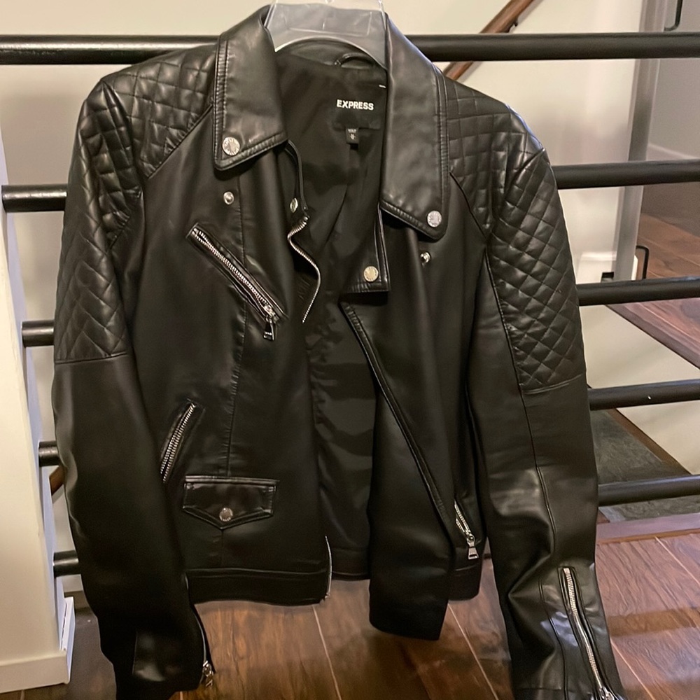 Express black leather jacket